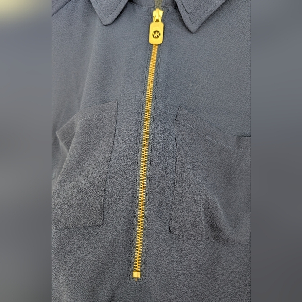 Michael Kors Blue Women's Top with Gold Accents Size M - Picture 7 of 11